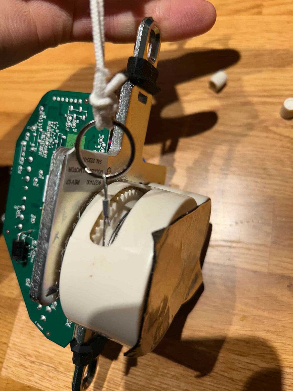 Split ring reattached to keep the rocking wire from retracting